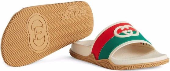 Gucci Kids Slippers met logo-reliëf Wit