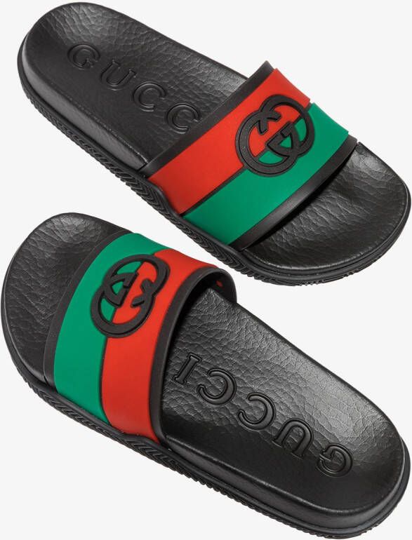 Gucci Kids Slippers met logo Zwart