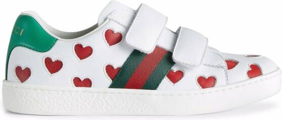 Gucci Kids Sneakers met hartprint Wit