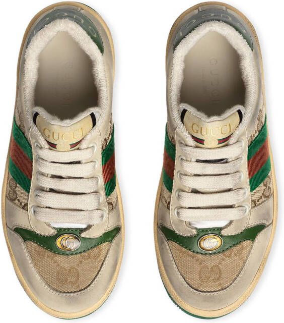 Gucci Kids Supreme Web sneakers met GG logo Beige