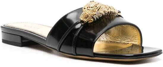Gucci Slippers met slangenprint Zwart