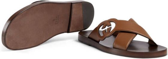Gucci Leren slippers Bruin