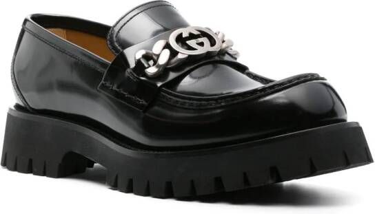 Gucci Leren loafers met GG-logo Zwart