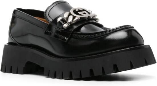 Gucci Leren loafers met GG-logo Zwart