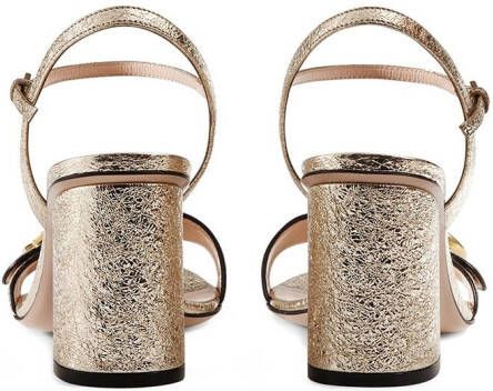 Gucci Metallic laminate leather mid-heel sandal