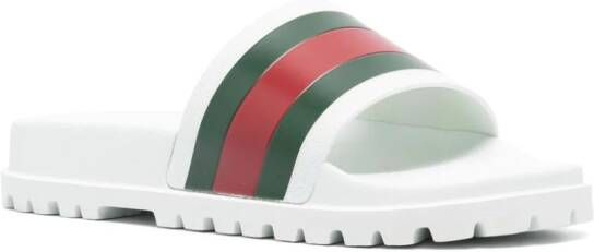 Gucci Pursuit slippers met Web-streep Wit