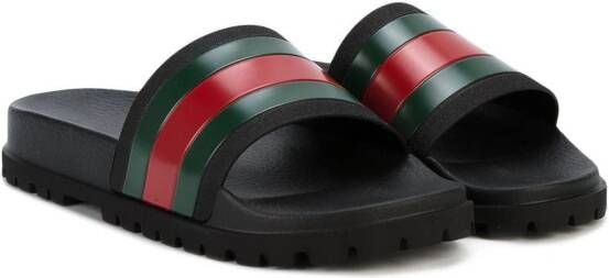 Gucci Pursuit slippers met web detail Zwart