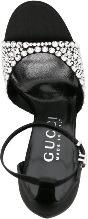 Gucci Satijnen 110mm sandalen verfraaid met kristallen Zwart