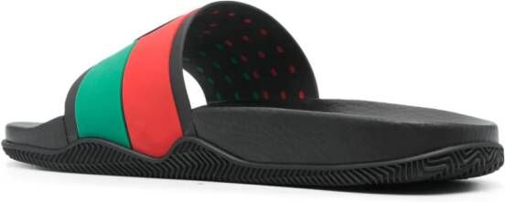 Gucci Slippers met GG logo en Web streep Zwart