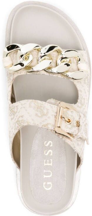 GUESS USA Fadey slippers met kettingdetail Beige