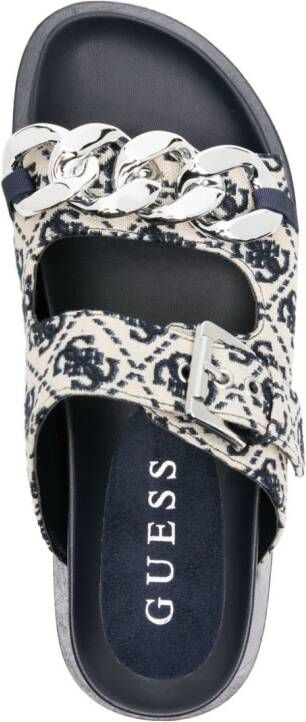 GUESS USA Fadey slippers met kettingdetail Blauw