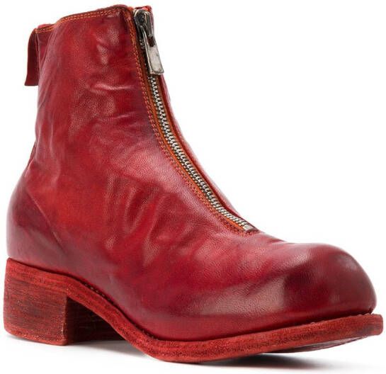Guidi front zip ankle boots Rood