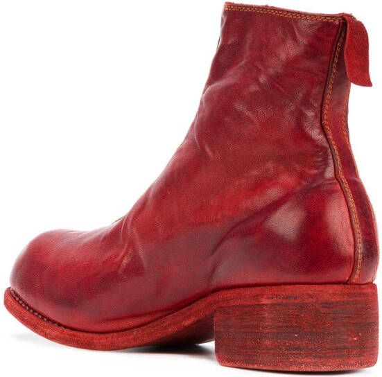 Guidi front zip ankle boots Rood
