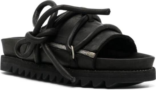 Guidi Leren sandalen met veters Zwart