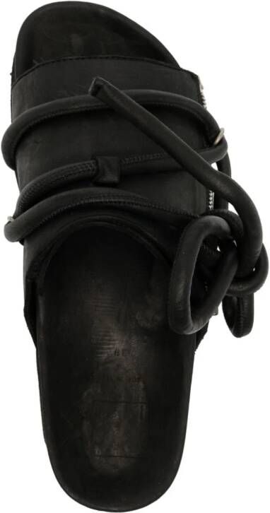 Guidi Leren sandalen met veters Zwart