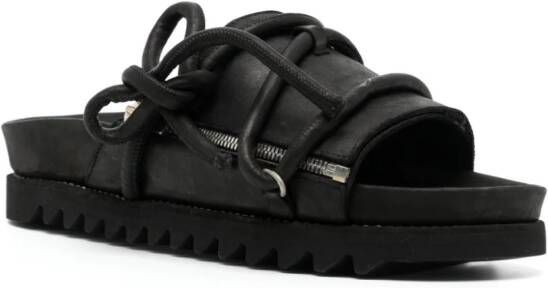 Guidi Leren sandalen met veters Zwart