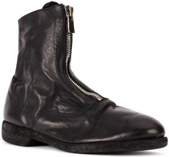 Guidi soft zip front ankle boots Zwart