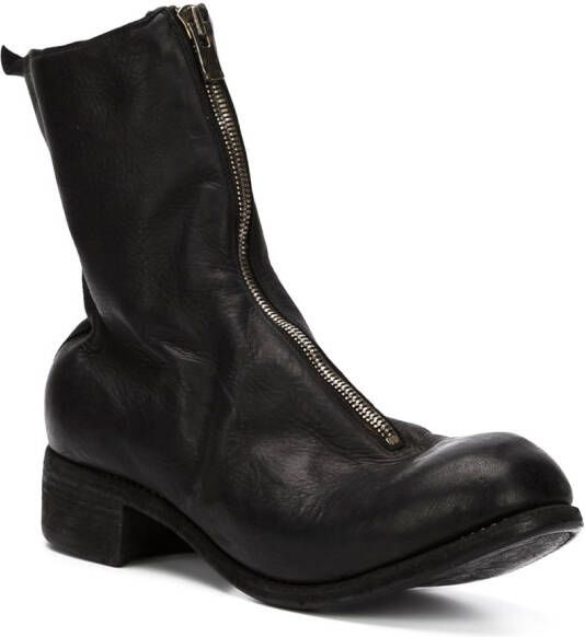 Guidi verdraaide zip-up laarzen Zwart