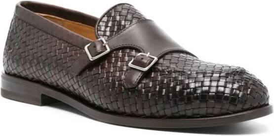 Henderson Baracco Geweven leren loafers met gesp Bruin