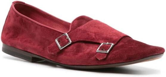 Henderson Baracco Suède loafers met gespbandje Rood