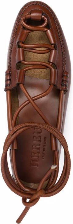 Hereu Ghillie leren loafers Bruin
