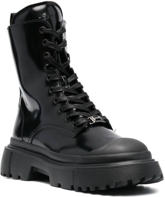 Hogan Combat boots met veters Zwart