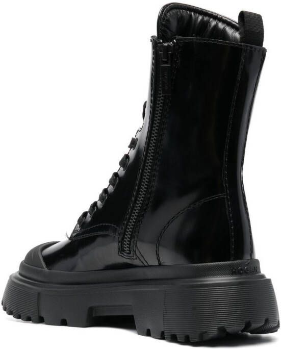 Hogan Combat boots met veters Zwart