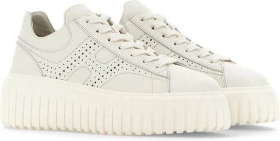Hogan H-Stripes leren sneakers met logo Wit