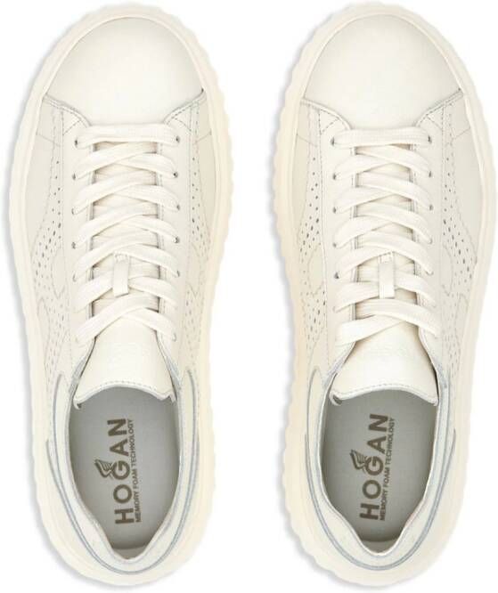 Hogan H-Stripes leren sneakers met logo Wit