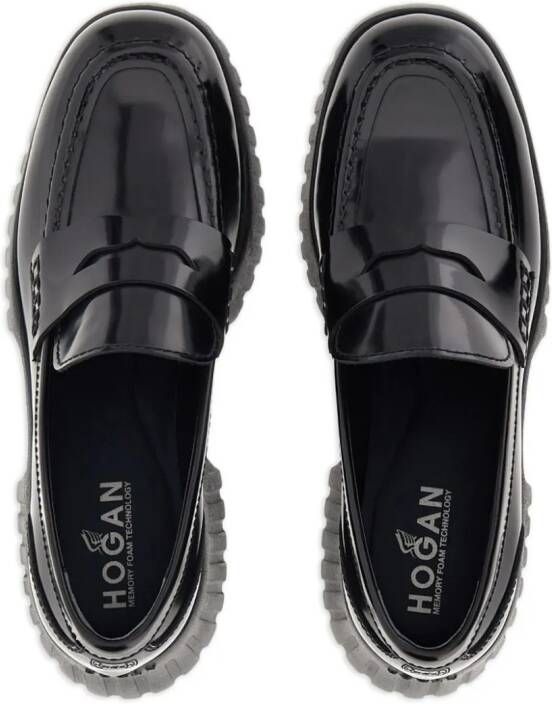 Hogan H-Stripes loafers met plateauzool Zwart