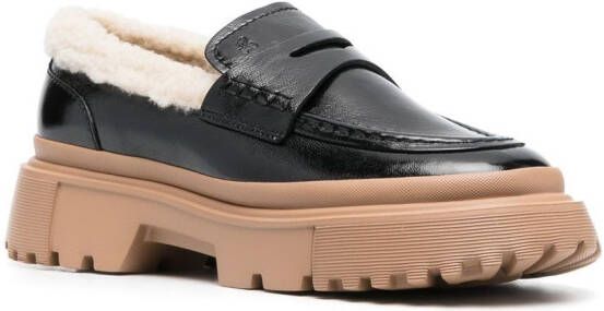 Hogan H629 loafers met chunky zool Zwart