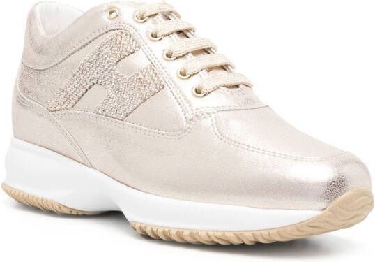 Hogan Interactive metallic sneakers Beige