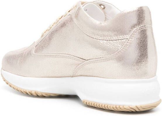 Hogan Interactive metallic sneakers Beige
