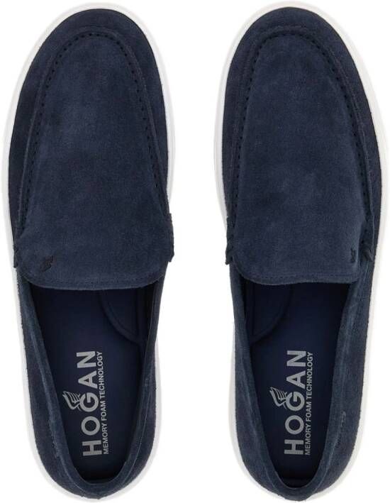 Hogan Leren loafers met ronde neus Blauw