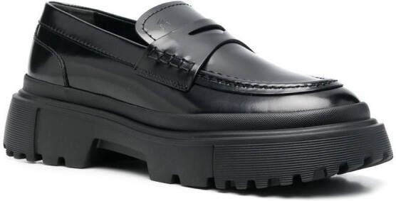 Hogan Leren loafers Zwart