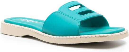 Hogan Leren slippers Blauw