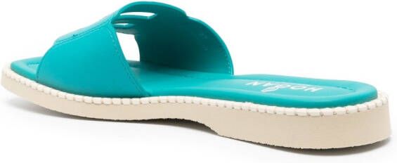 Hogan Leren slippers Blauw