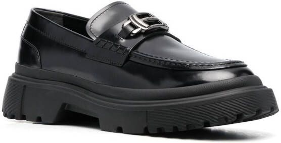 Hogan Loafers met logoplakkaat Zwart