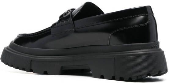 Hogan Loafers met logoplakkaat Zwart