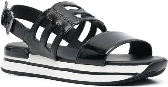 Hogan Slingback sandalen met logo reliëf Zwart