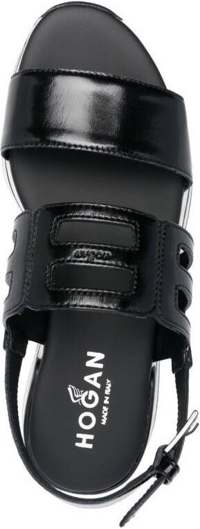 Hogan Slingback sandalen met logo reliëf Zwart