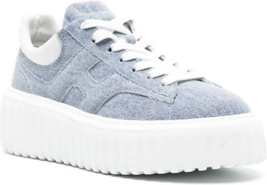 Hogan Denim sneakers met plateauzool en logopatch Blauw