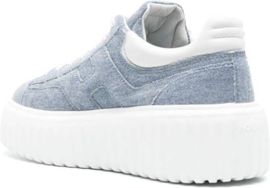 Hogan Denim sneakers met plateauzool en logopatch Blauw