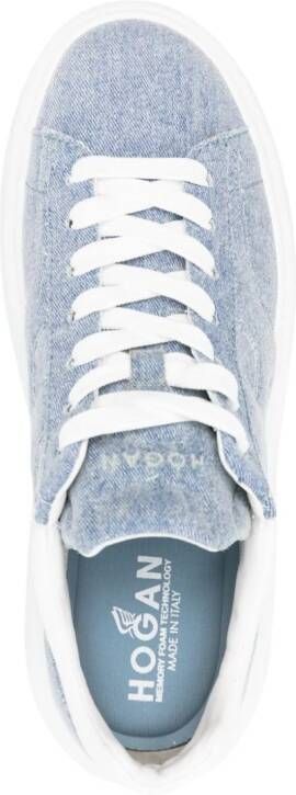 Hogan Denim sneakers met plateauzool en logopatch Blauw