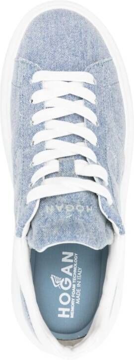 Hogan Denim sneakers met plateauzool en logopatch Blauw