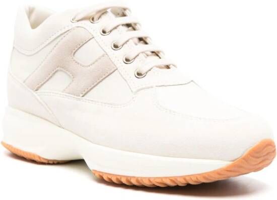 Hogan Sneakers met suède vlakken en logopatch Beige