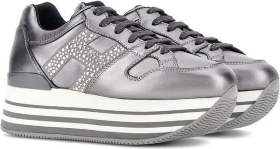 Hogan Maxi H222 sneakers met plateauzool Zilver