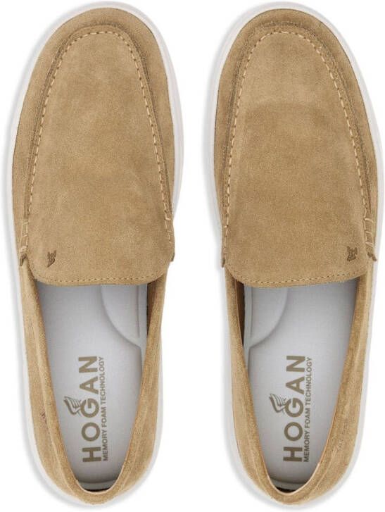 Hogan Suède loafers met ronde neus Beige