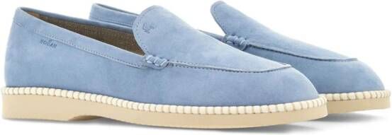 Hogan Suède loafers met logo-reliëf Blauw
