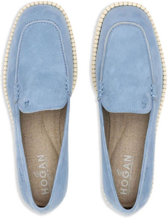Hogan Suède loafers met logo-reliëf Blauw